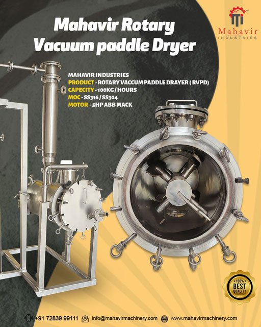 Maximize Drying Efficiency with Mahavir Rotary Vacuum Paddle Dryer 